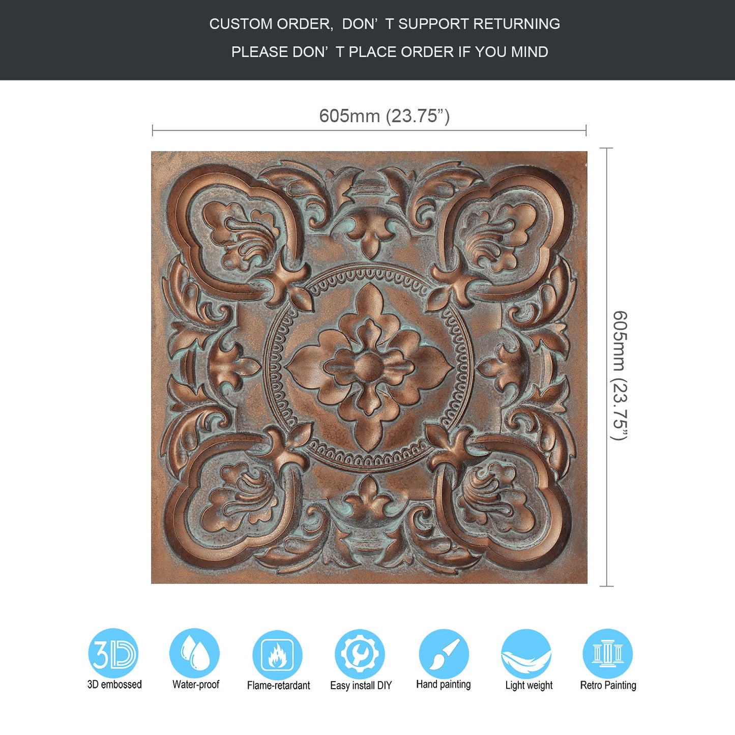 10tiles/lot Antique Ceiling Tiles for Premium Hotels, Mansions, Villas and Classic Dining Rooms PL30