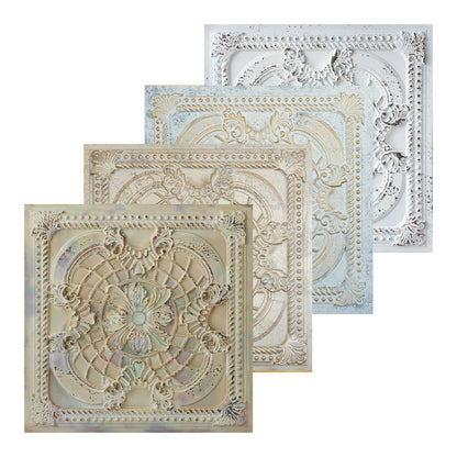 10tiles/lot Distressed Faux Tin Ceiling Tiles for Industrial Cafés, Craft Workshops and Retro Interiors PL31