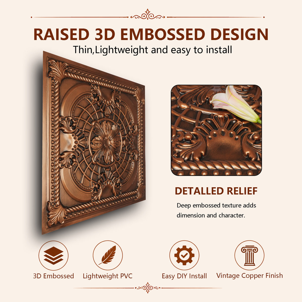 PAINTSDECOR PL31 Aged copper ceiling tile product image