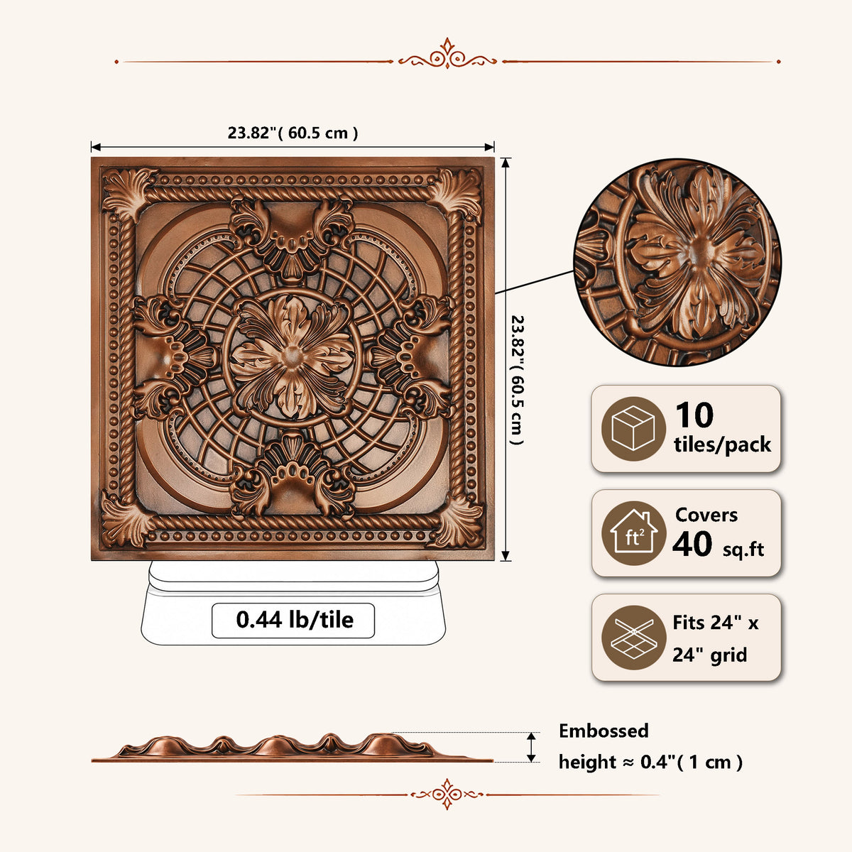 PAINTSDECOR PL31 Aged copper ceiling tile product image