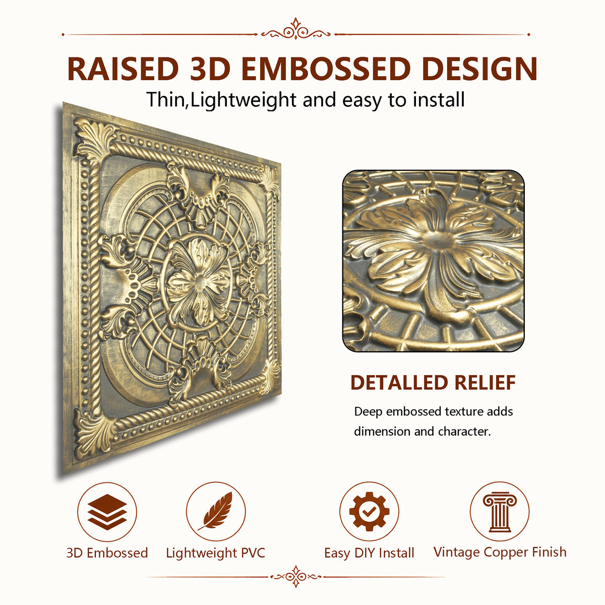 PAINTSDECOR PL31 Ancient gold ceiling tile product image