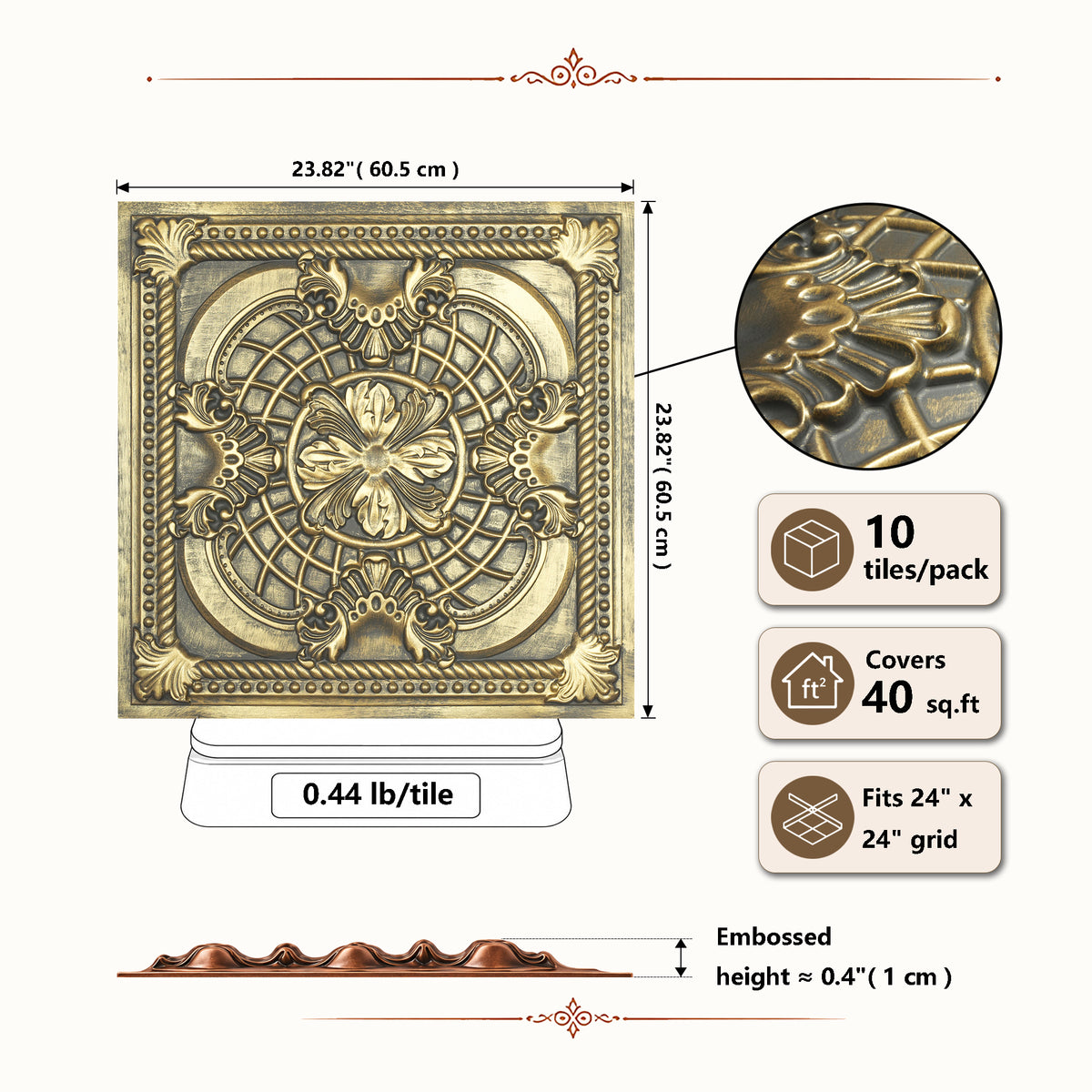 PAINTSDECOR PL31 Ancient gold ceiling tile product image