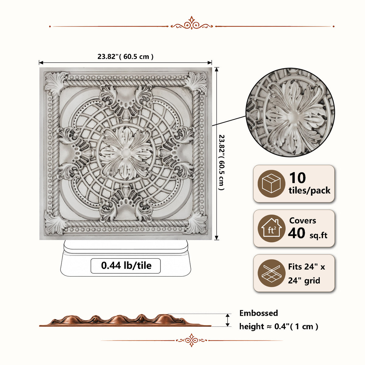 PAINTSDECOR PL31 Aged white ceiling tile product image