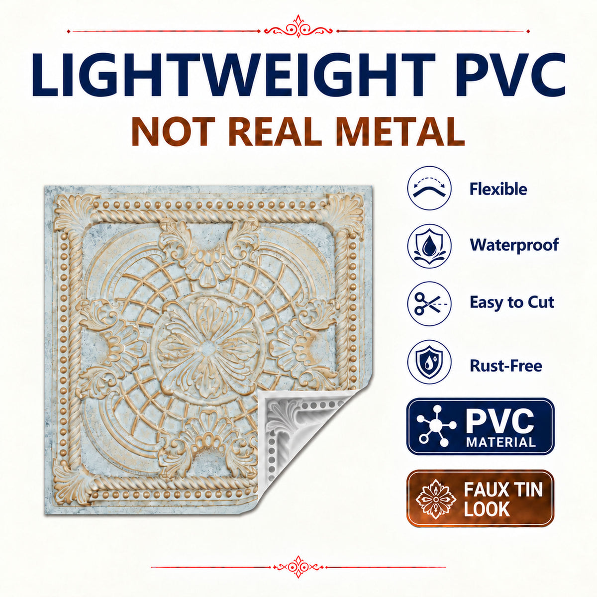 PAINTSDECOR PL31 Aged white gold ceiling tile product image
