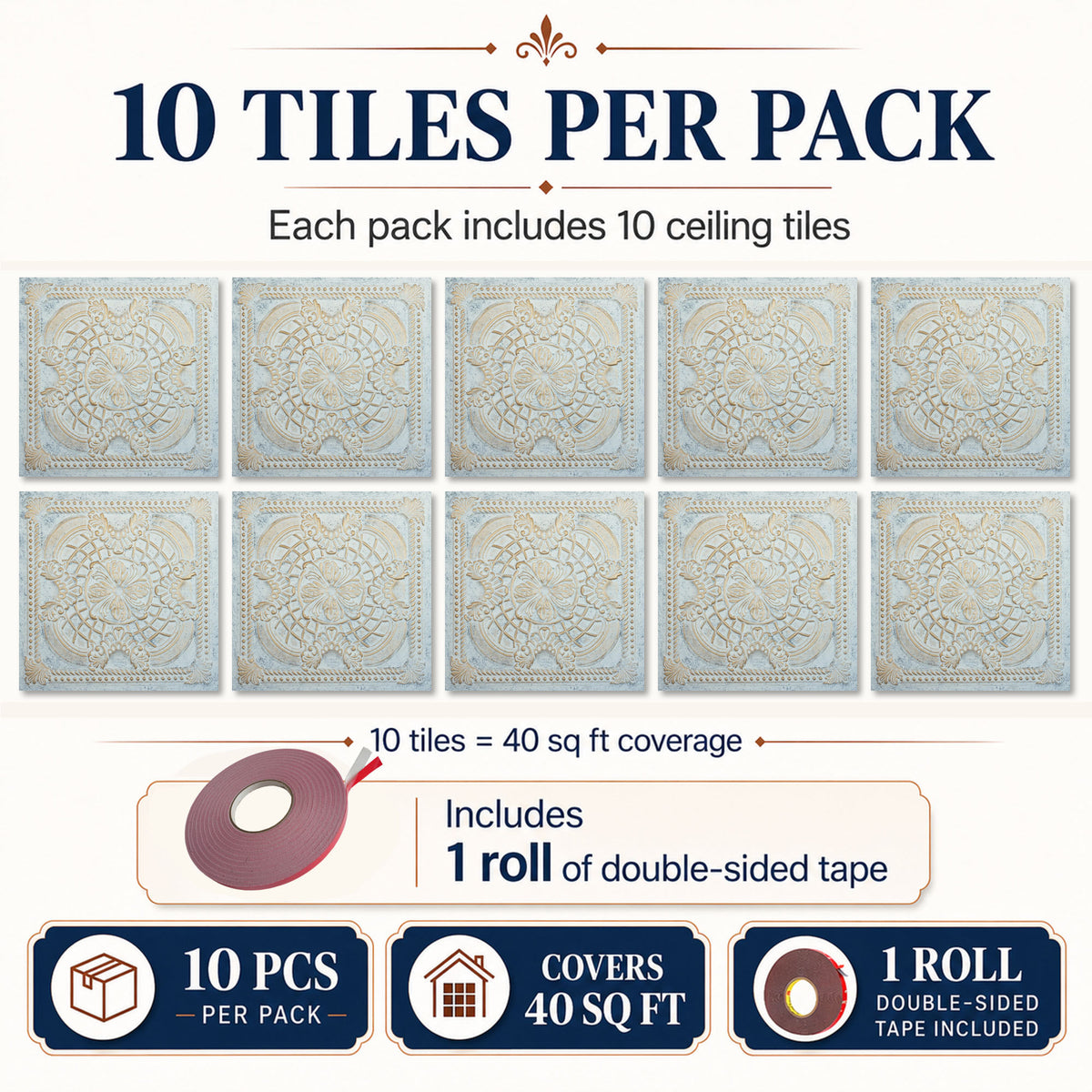 PAINTSDECOR PL31 Aged white gold ceiling tile product image