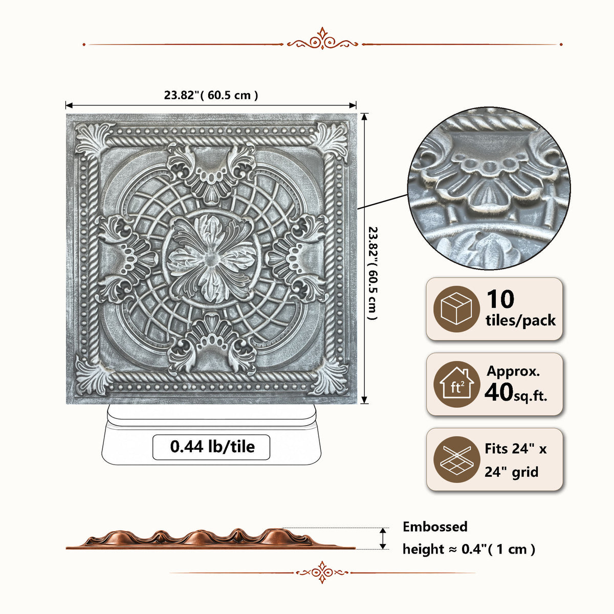 PAINTSDECOR PL31 Antique tin ceiling tile product image