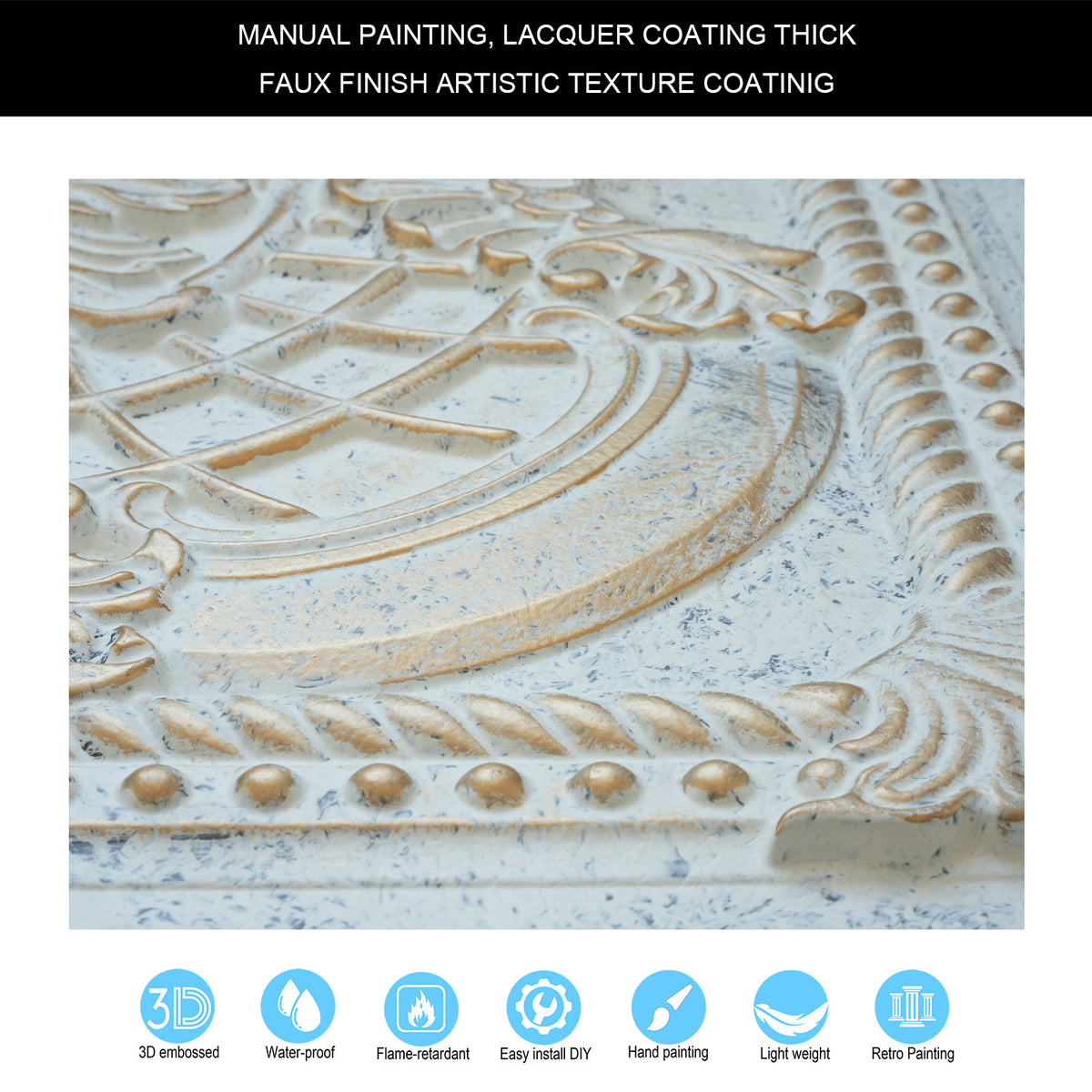 PAINTSDECOR PL31 Aged white gold ceiling tile product image