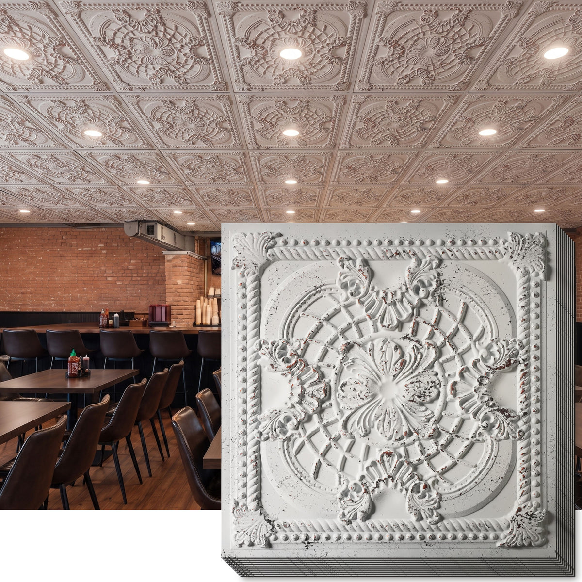 PAINTSDECOR PL31 Distress crack white black ceiling tile product image