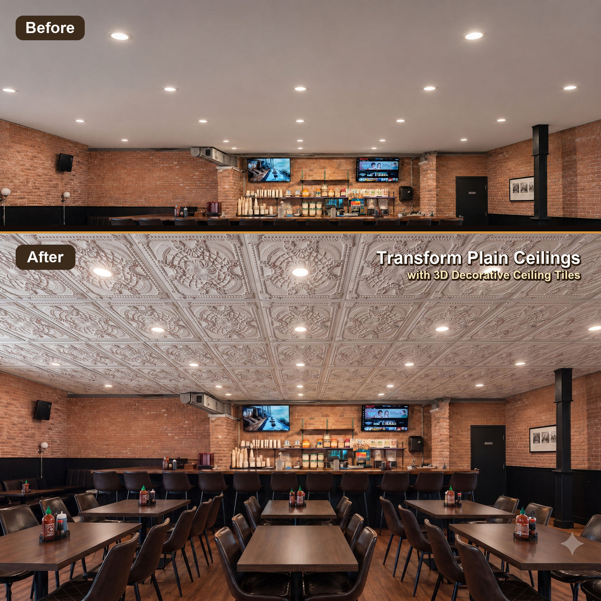 PAINTSDECOR PL31 Distress crack white black ceiling tile product image