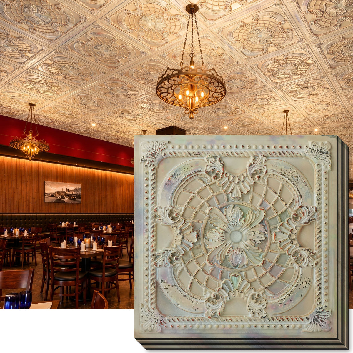 PAINTSDECOR PL31 Distress crack multicolor white ceiling tile product image