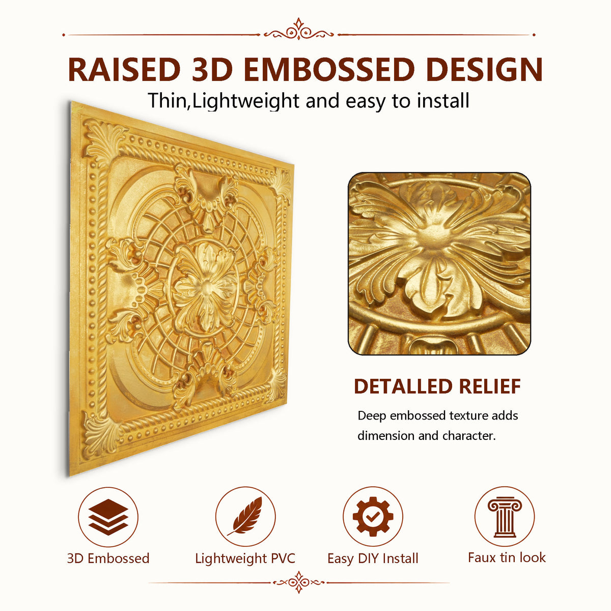 PAINTSDECOR PL31 Golden ceiling tile product image