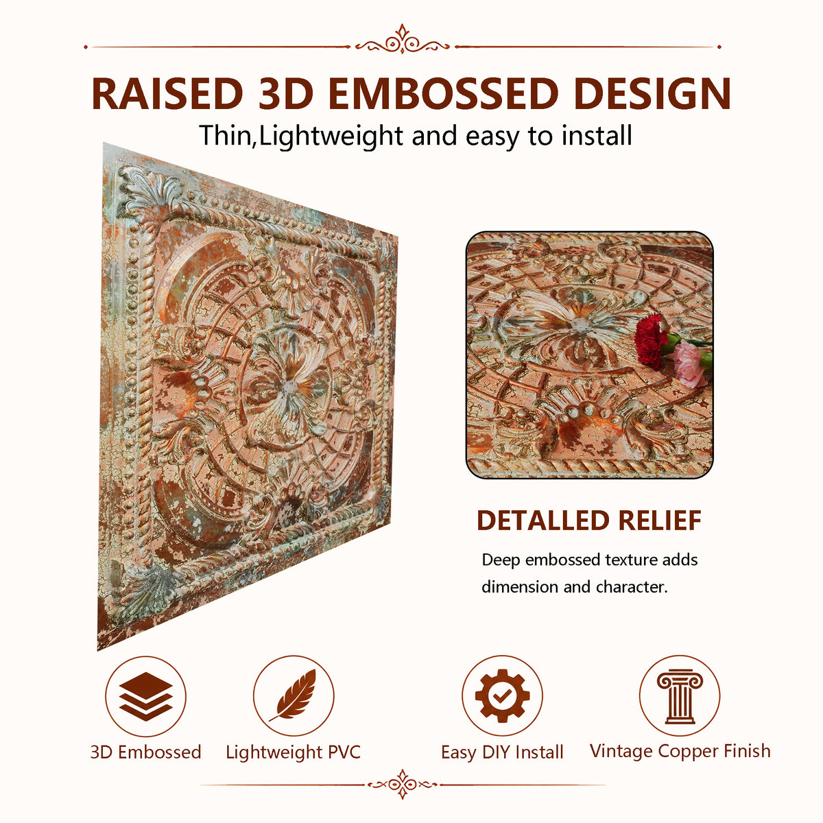 PAINTSDECOR PL31 Palazzo Clay ceiling tile product image