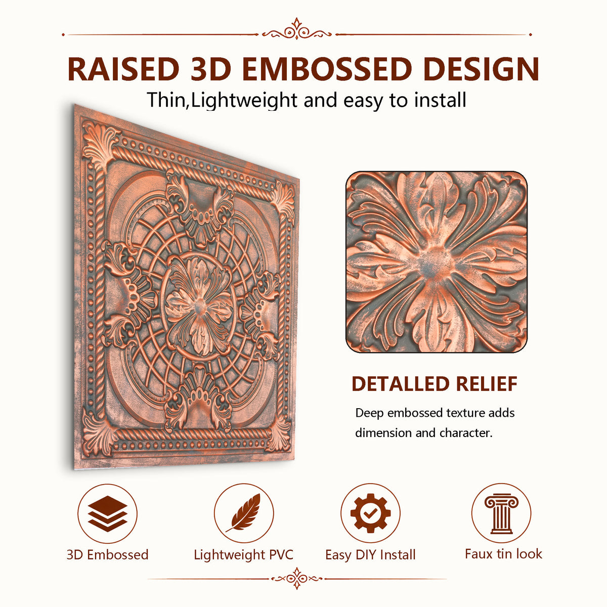 PAINTSDECOR PL31 Rustic copper ceiling tile product image