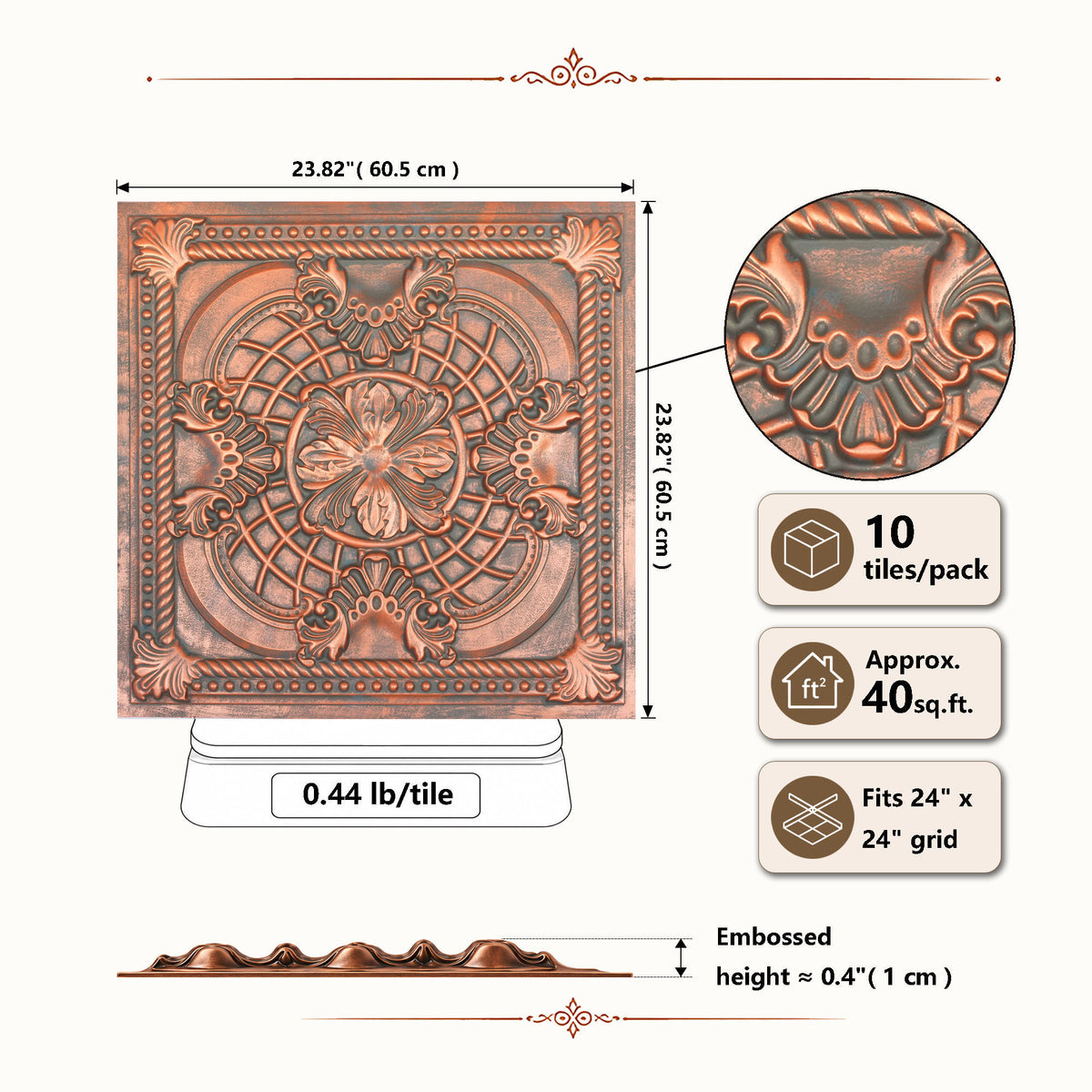 PAINTSDECOR PL31 Rustic copper ceiling tile product image