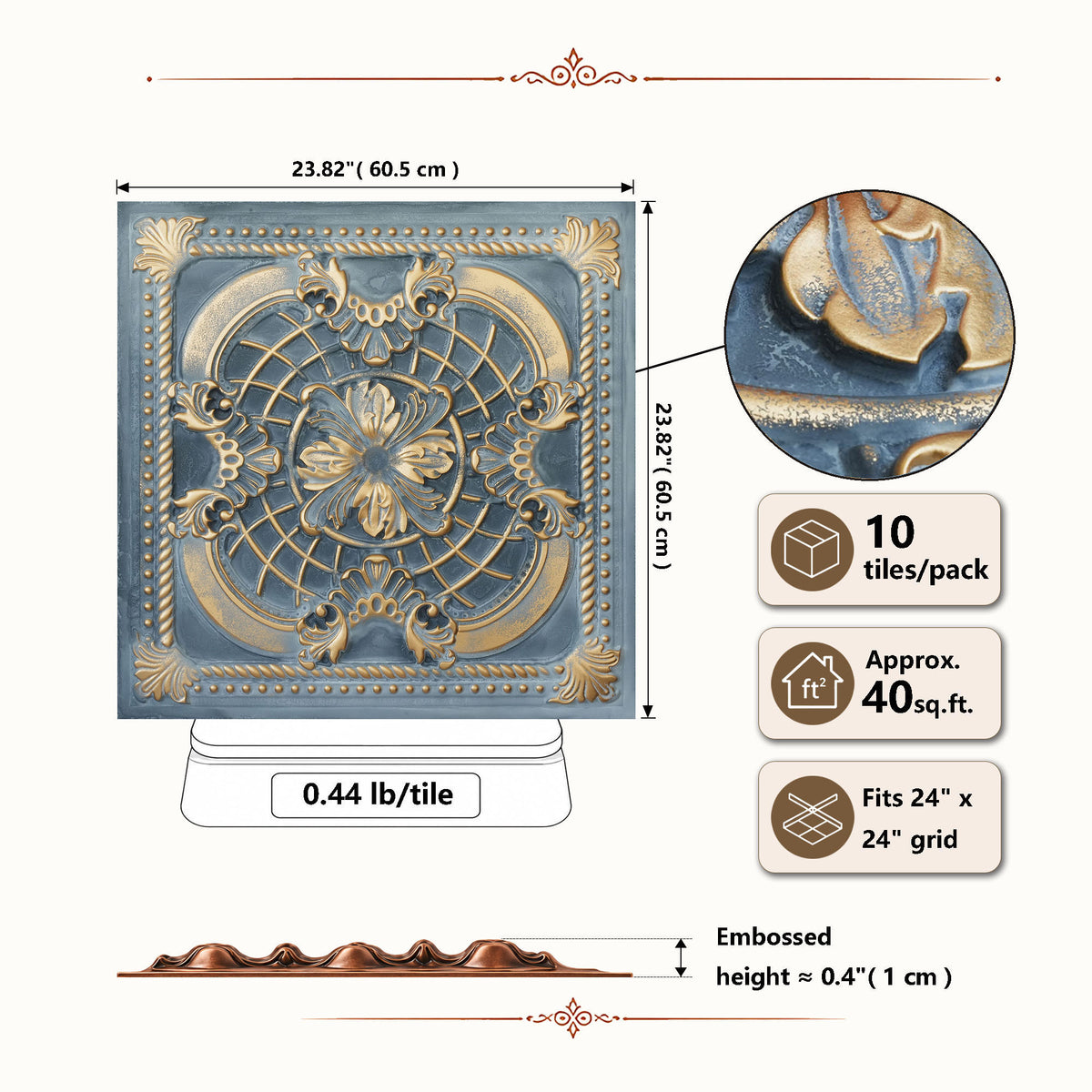 PAINTSDECOR PL31 Smoked gold ceiling tile product image