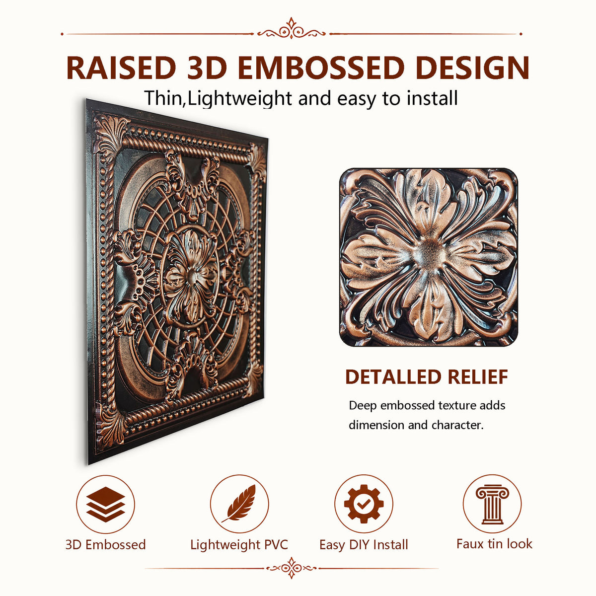 PAINTSDECOR PL31 Traditional copper ceiling tile product image