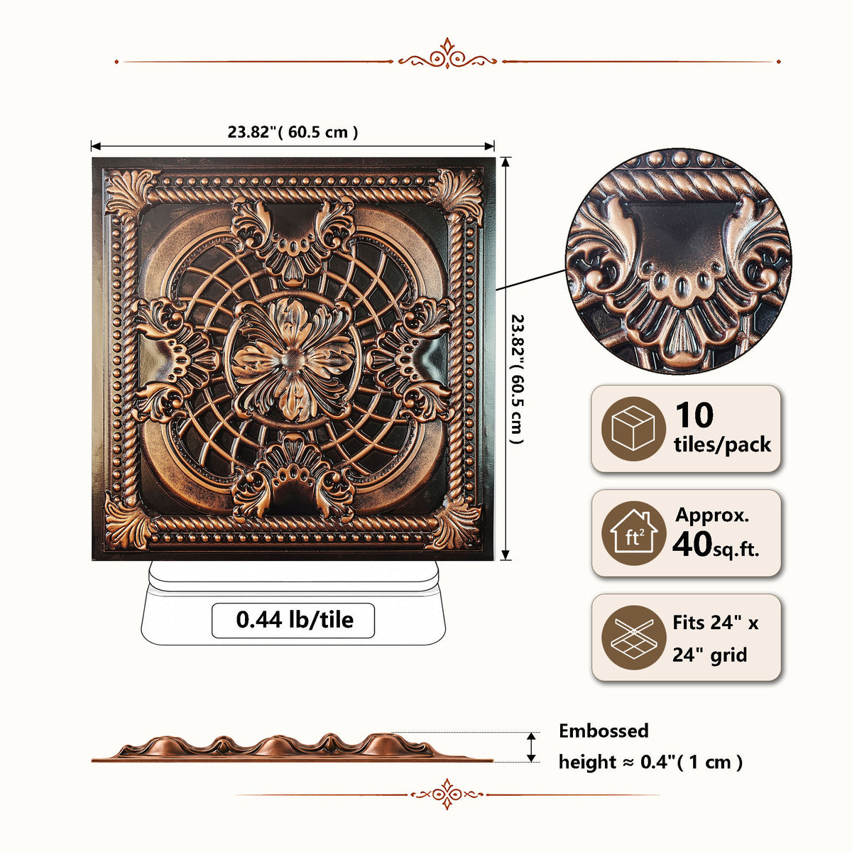 PAINTSDECOR PL31 Traditional copper ceiling tile product image
