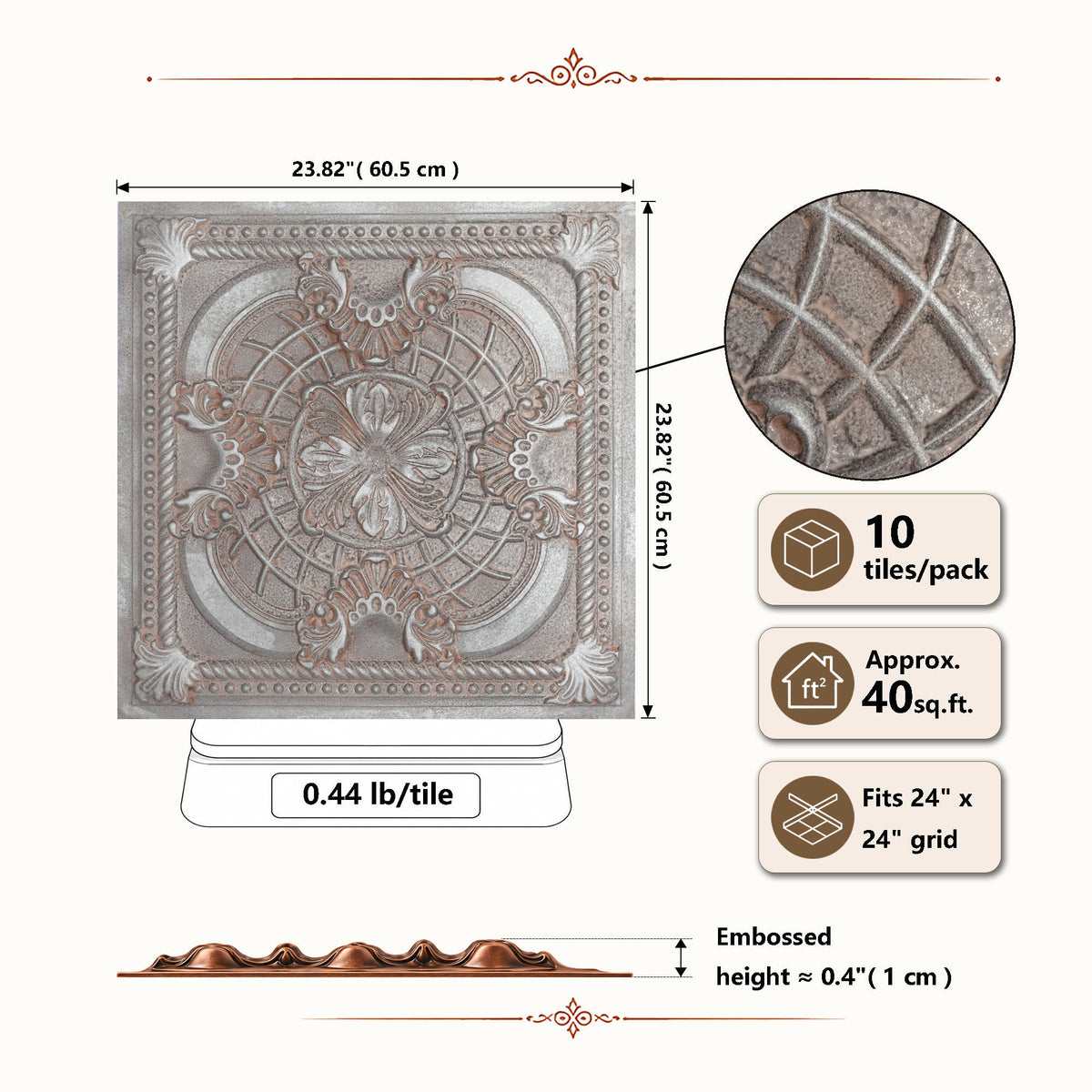 PAINTSDECOR PL31 Weathered Iron ceiling tile product image
