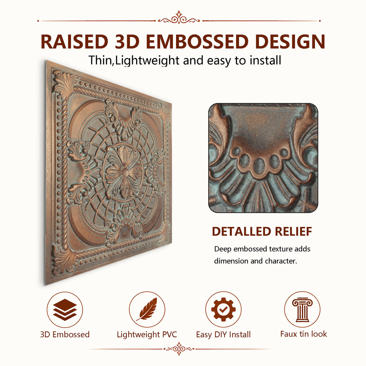 PAINTSDECOR PL31 Weathered copper ceiling tile product image