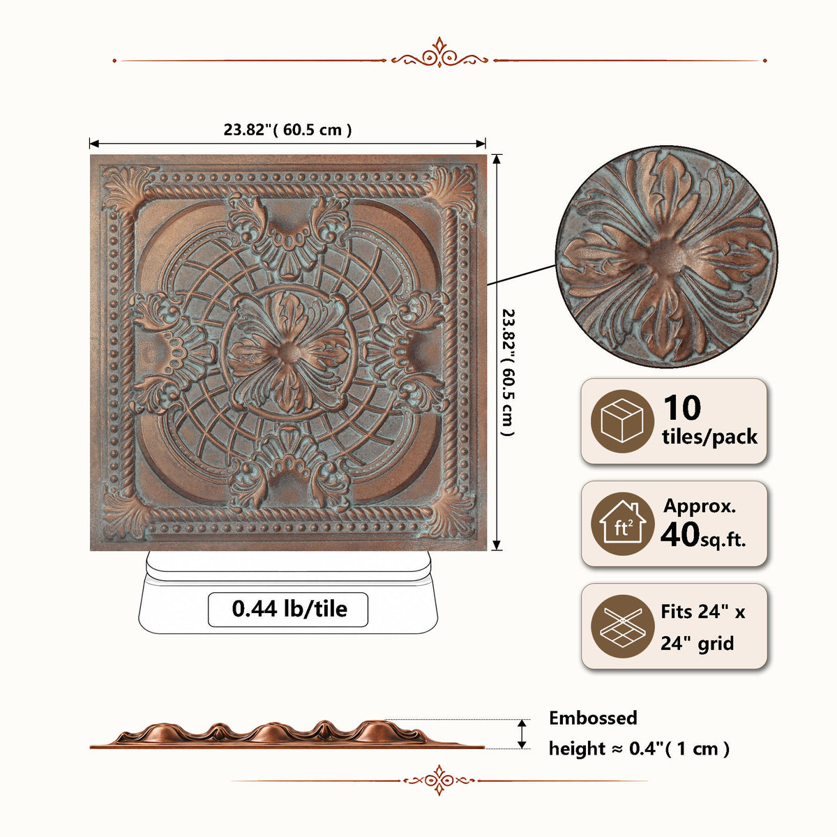 PAINTSDECOR PL31 Weathered copper ceiling tile product image