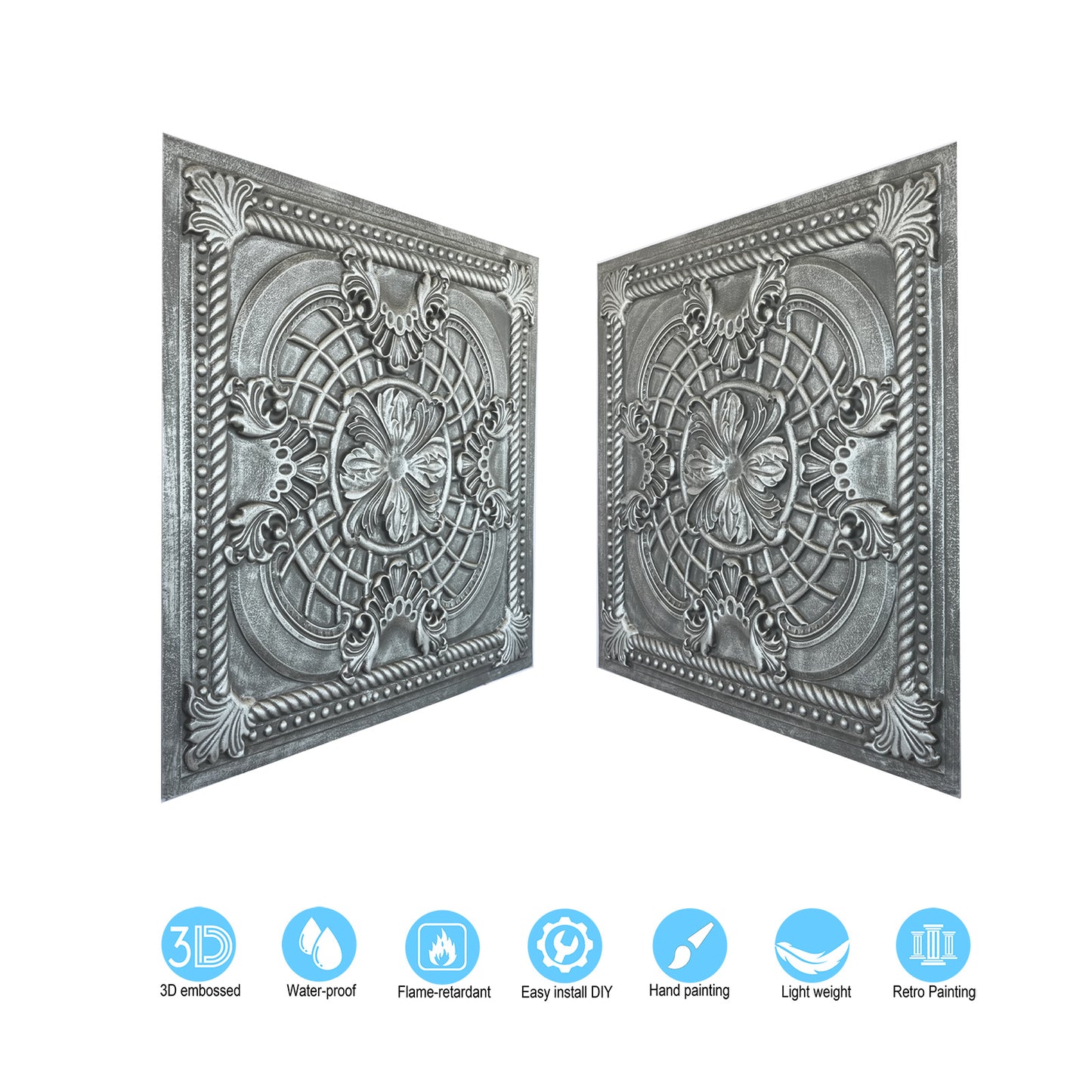 10tiles/lot Pressed Faux Tin Ceiling Tiles for Heritage Bars, Vintage Restaurants and Boutique Hotels PL31