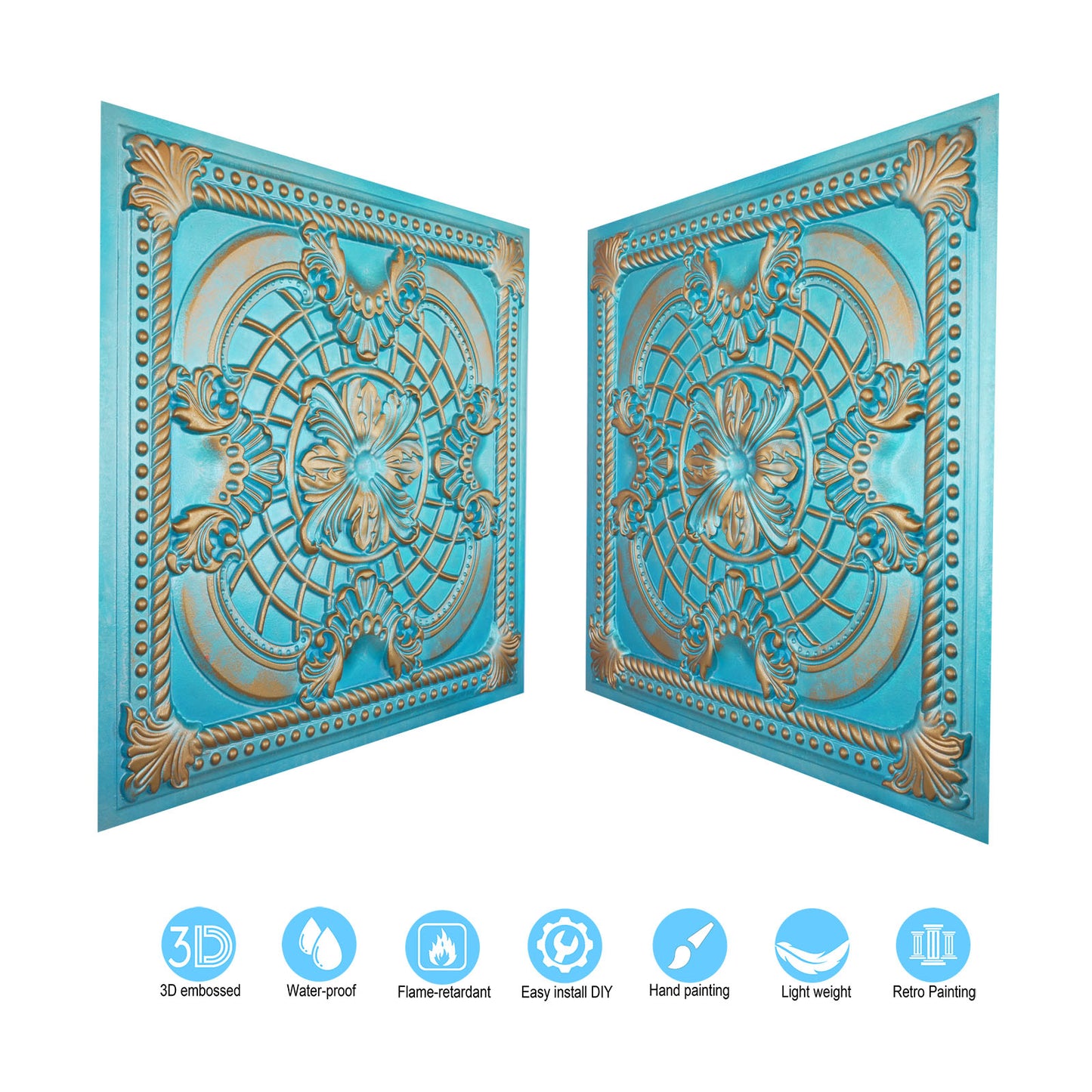 10tiles/lot DIY Faux Metal Ceiling Tile Panels for Café Bars, Studios and Artistic Interiors PL31