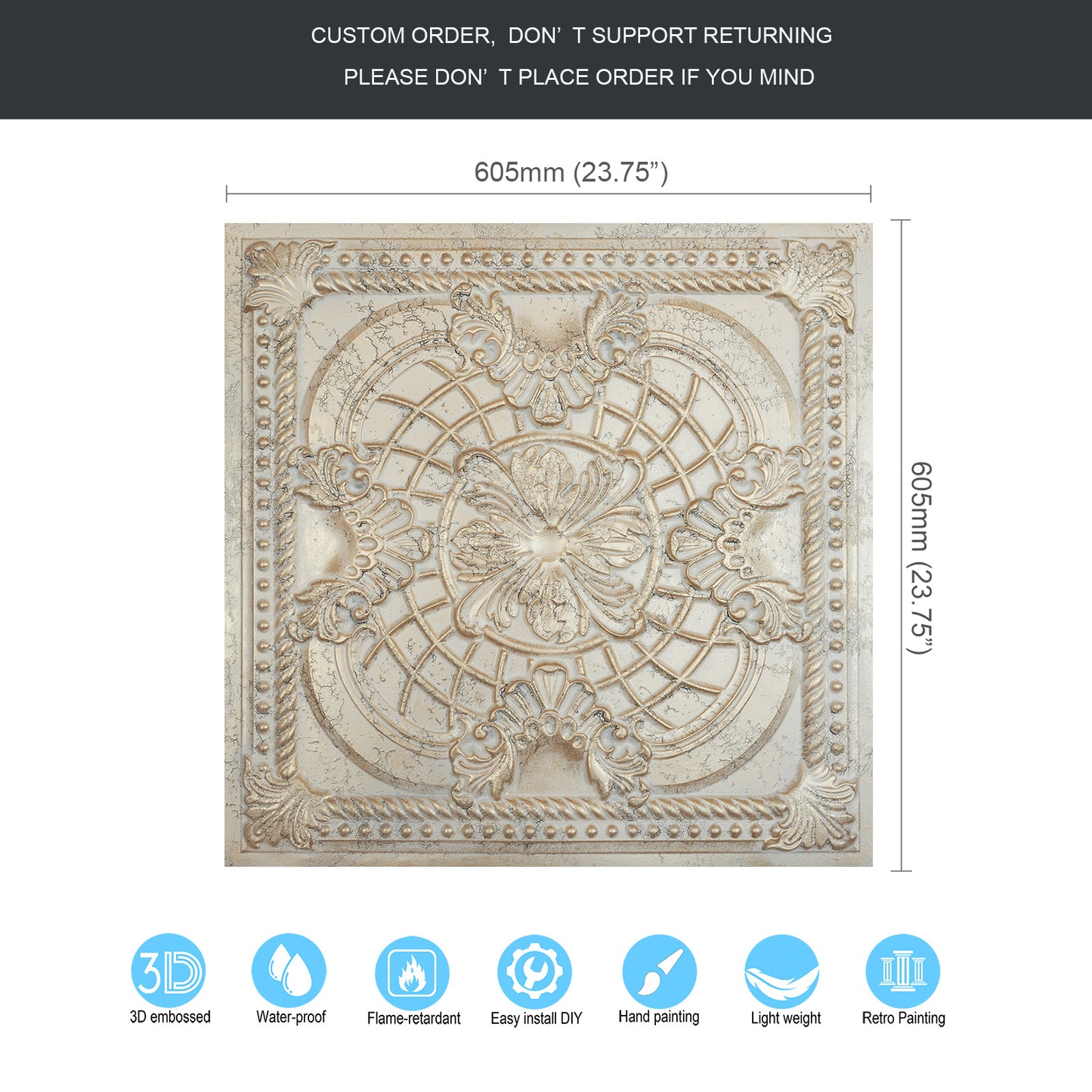 10tiles/lot Distressed Faux Tin Ceiling Tiles for Industrial Cafés, Craft Workshops and Retro Interiors PL31