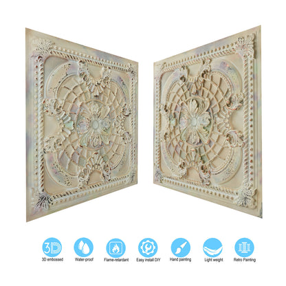 10tiles/lot Distressed Faux Tin Ceiling Tiles for Industrial Cafés, Craft Workshops and Retro Interiors PL31