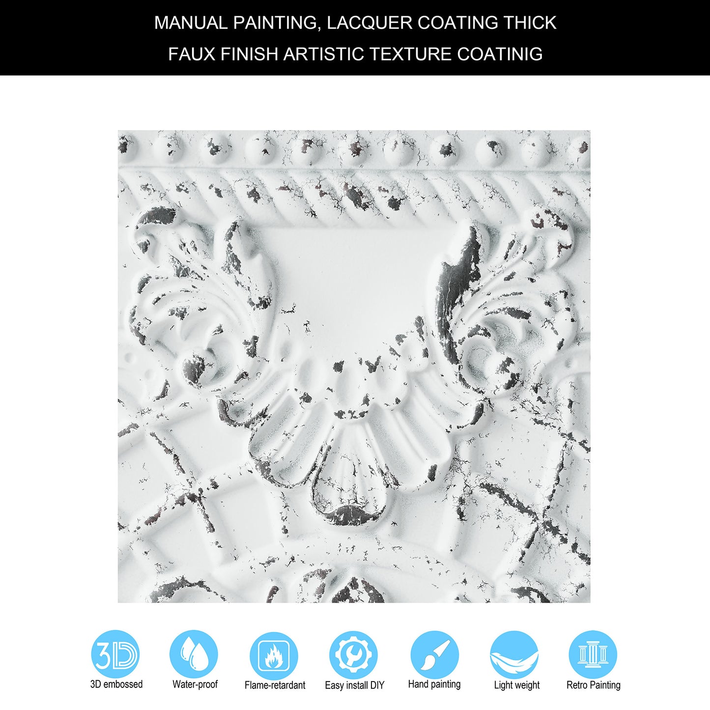 10tiles/lot Distressed Faux Tin Ceiling Tiles for Industrial Cafés, Craft Workshops and Retro Interiors PL31