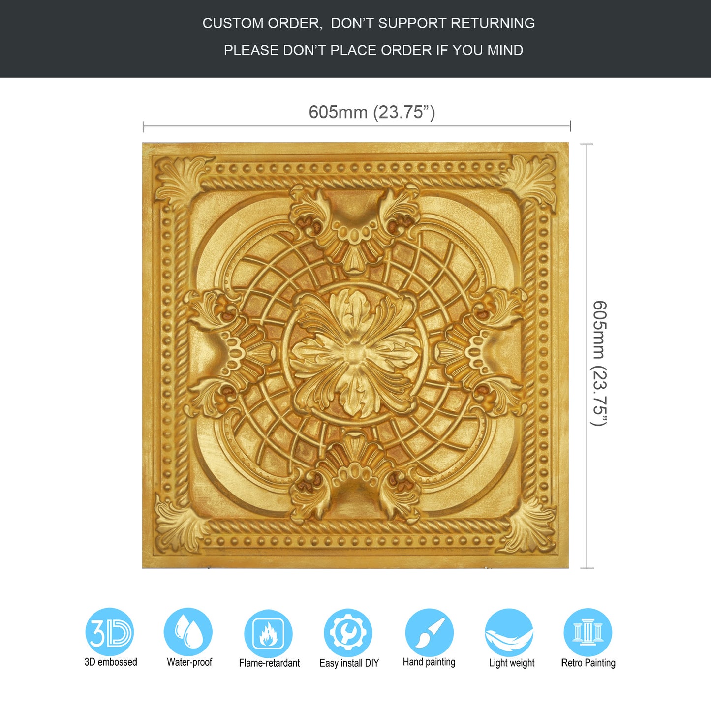 10tiles/lot Vintage Ceiling Panels for Guesthouses, Heritage Hotels and Classic Interior Styles PL31