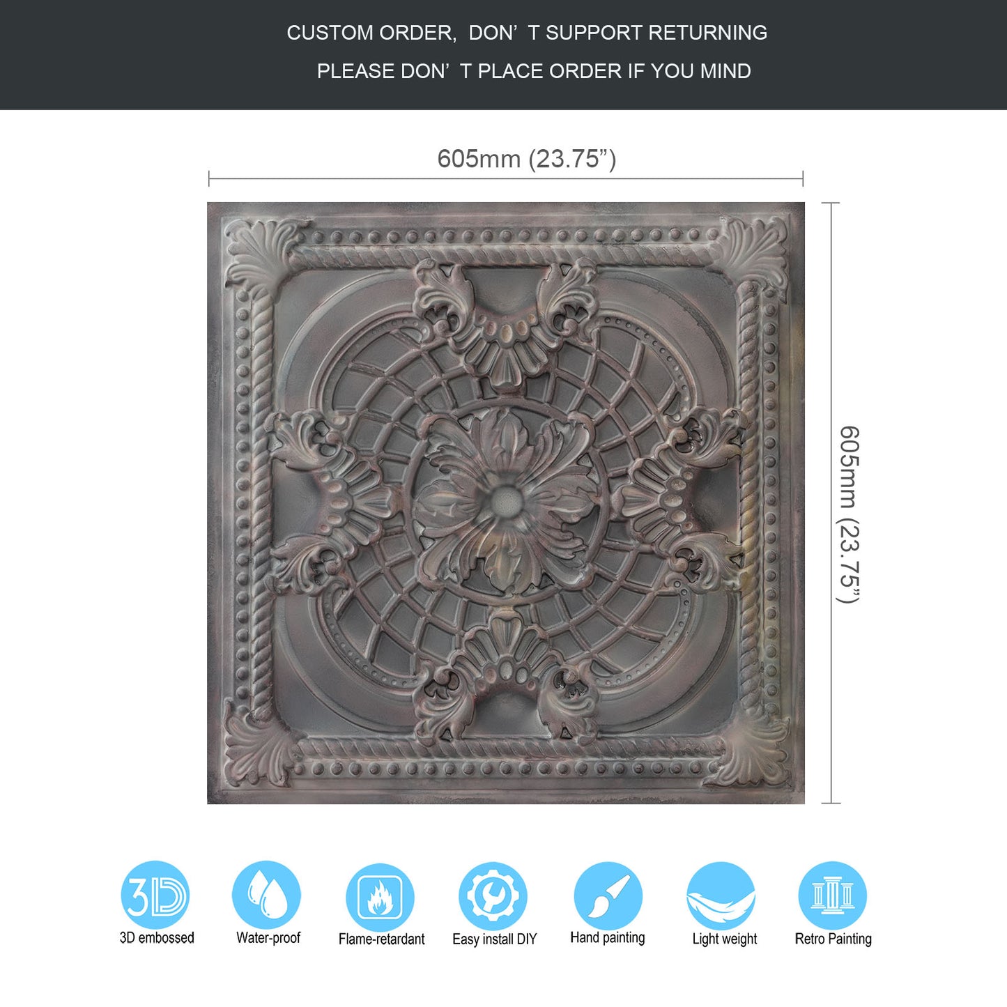 10tiles/lot Pressed Faux Tin Ceiling Tiles for Heritage Bars, Vintage Restaurants and Boutique Hotels PL31