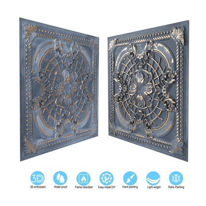 10tiles/lot DIY Faux Metal Ceiling Tile Panels for Café Bars, Studios and Artistic Interiors PL31