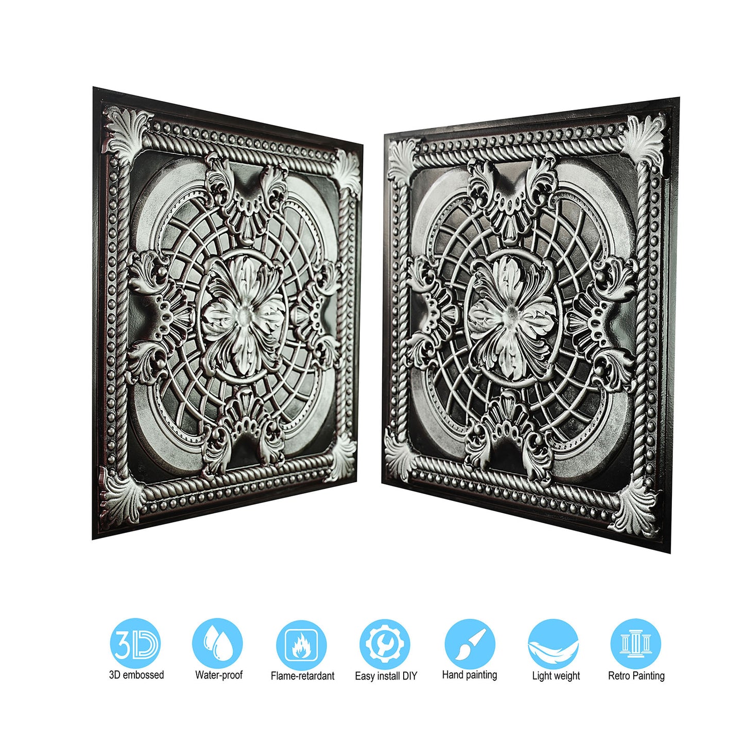 10tiles/lot Pressed Faux Tin Ceiling Tiles for Heritage Bars, Vintage Restaurants and Boutique Hotels PL31