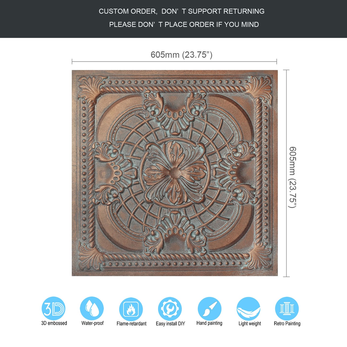 10tiles/lot Vintage Ceiling Panels for Guesthouses, Heritage Hotels and Classic Interior Styles PL31