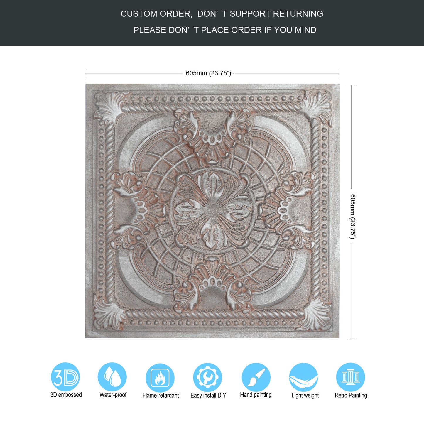 10tiles/lot Pressed Faux Tin Ceiling Tiles for Heritage Bars, Vintage Restaurants and Boutique Hotels PL31