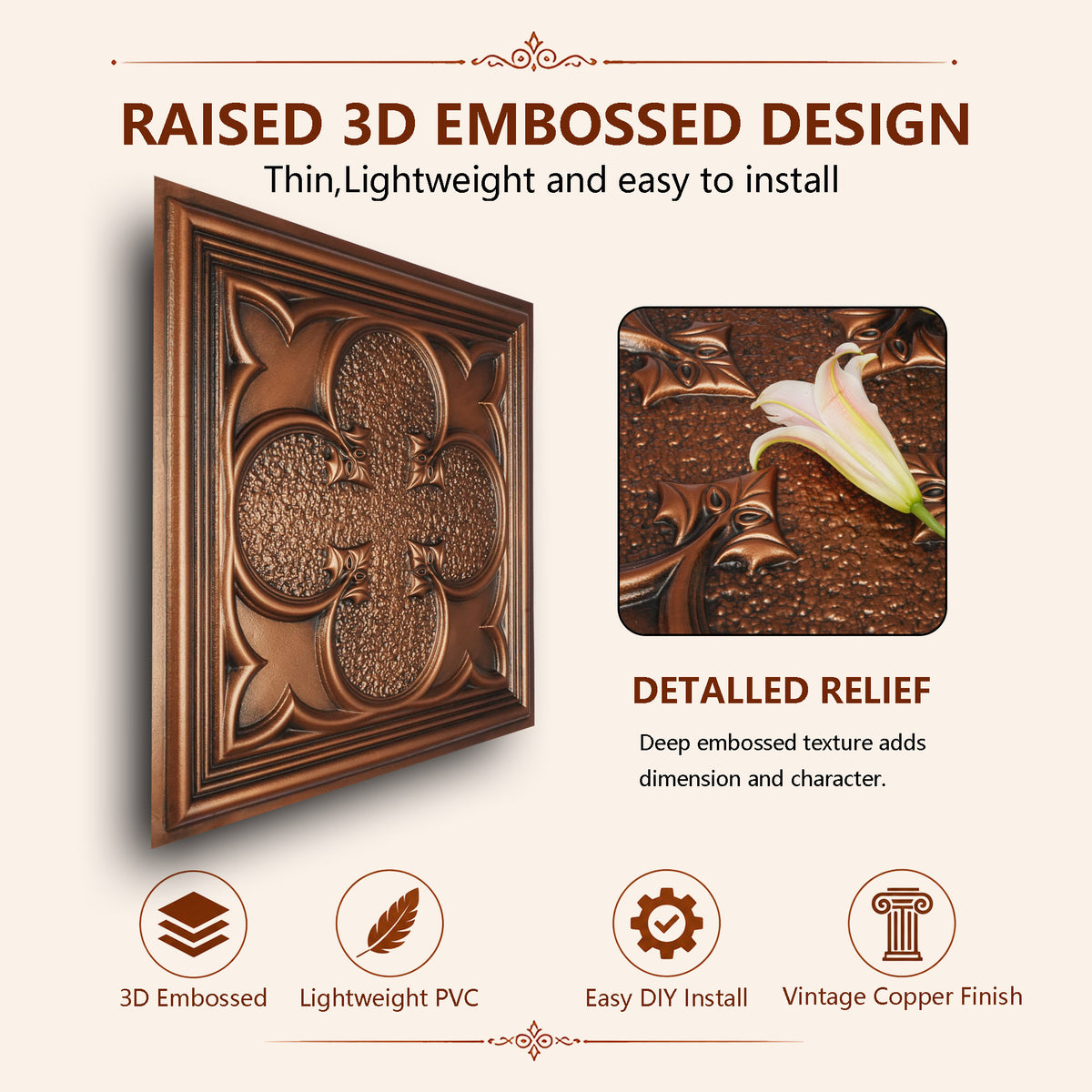 PAINTSDECOR PL35 Aged copper ceiling tile product image