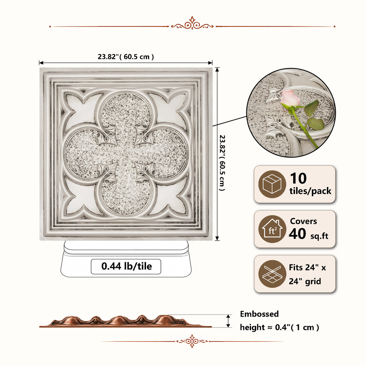 PAINTSDECOR PL35 Aged white ceiling tile product image