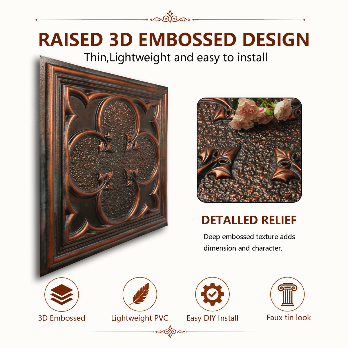 PAINTSDECOR PL35 Blackened Copper ceiling tile product image
