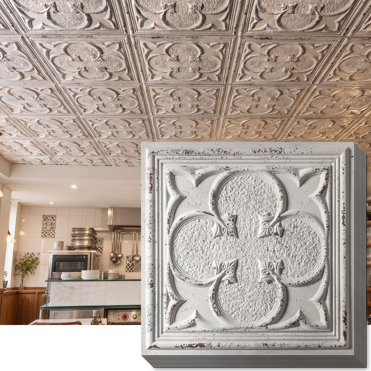 PAINTSDECOR PL35 Distress crack white black ceiling tile product image