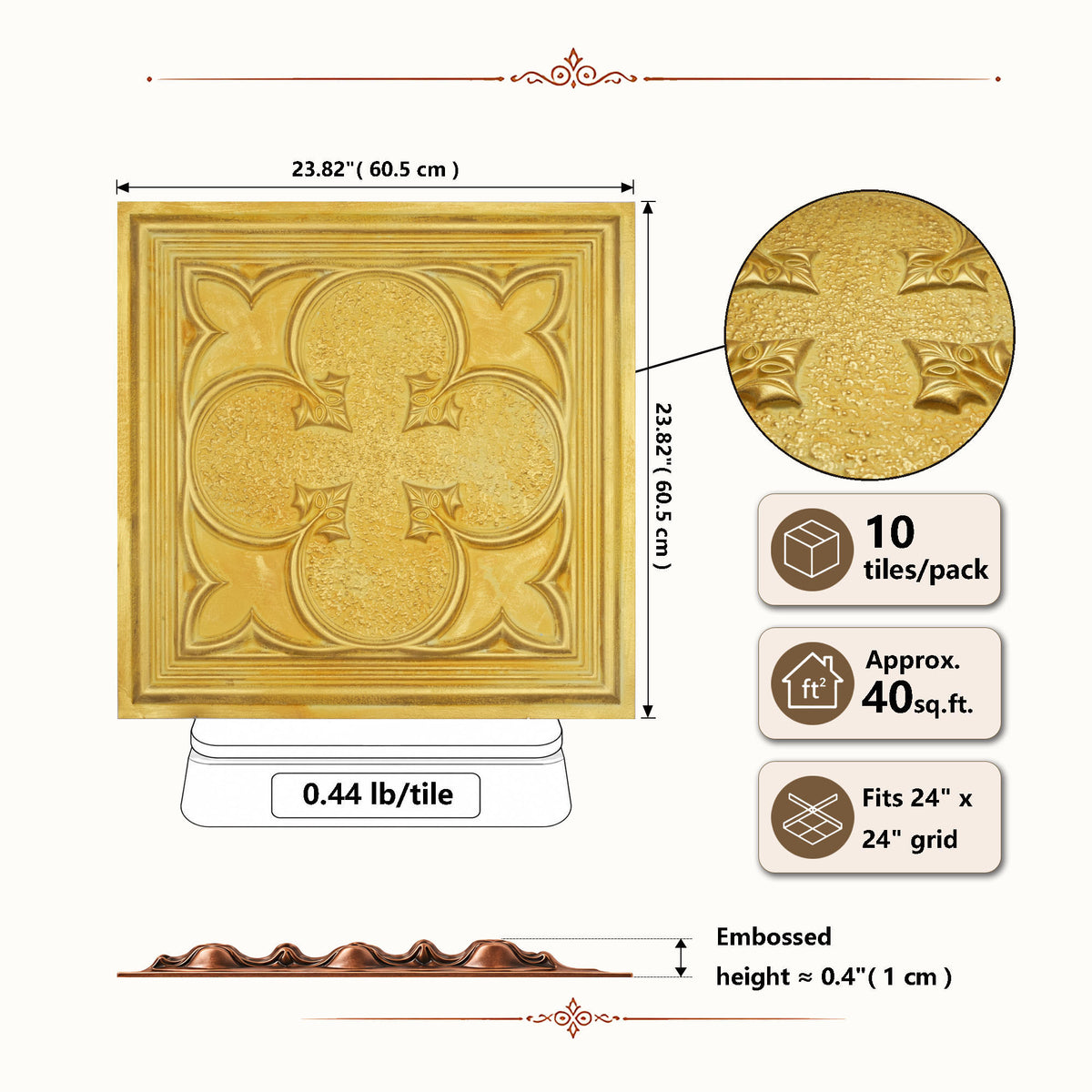 PAINTSDECOR PL35 Golden ceiling tile product image