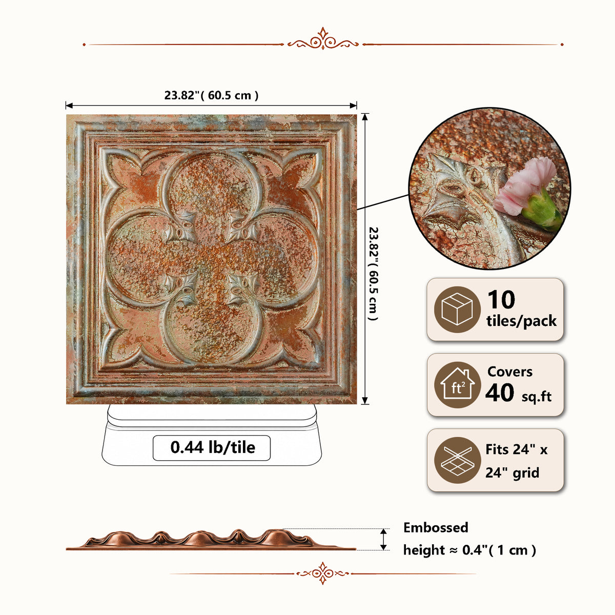 PAINTSDECOR PL35 Palazzo Clay ceiling tile product image