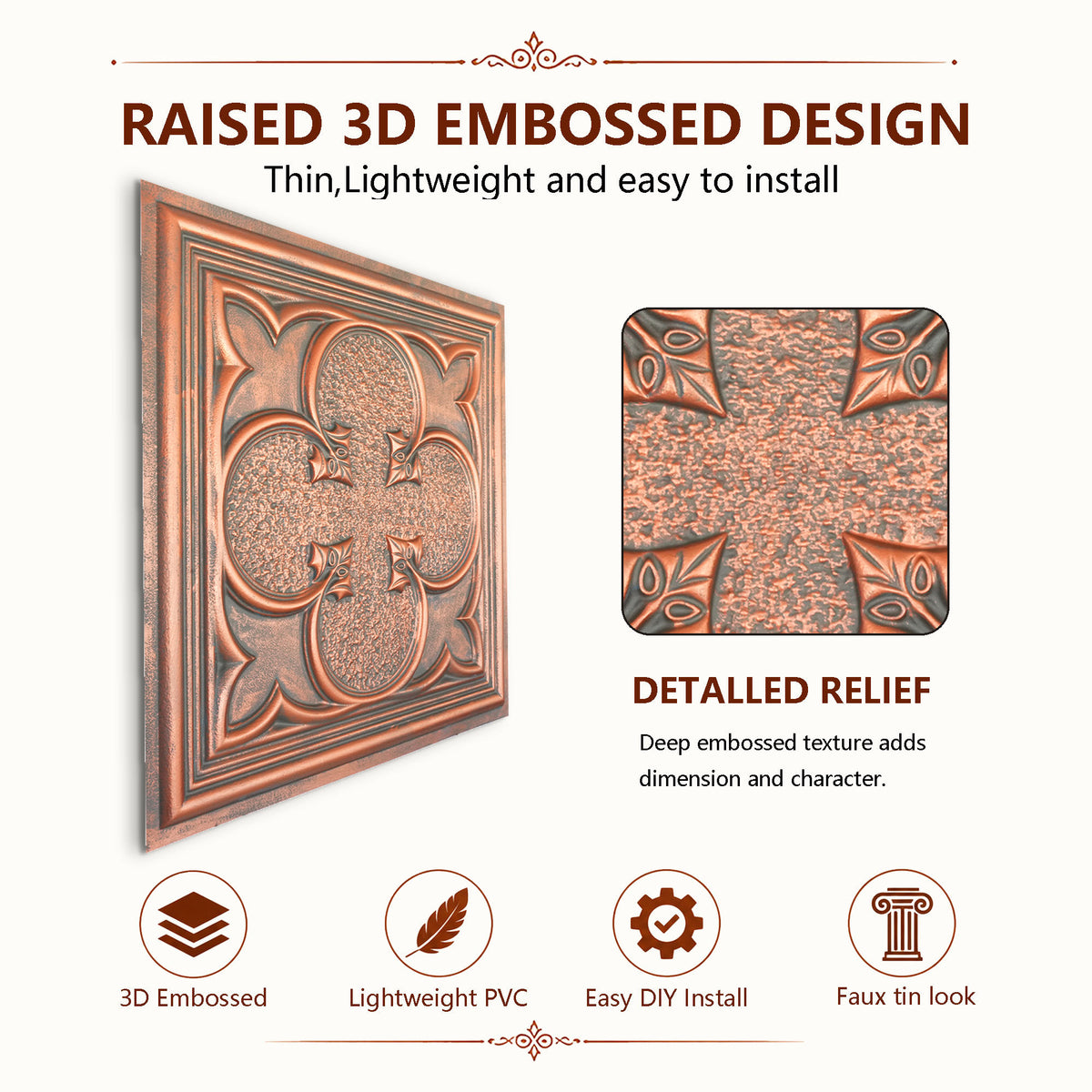 PAINTSDECOR PL35 Rustic copper ceiling tile product image