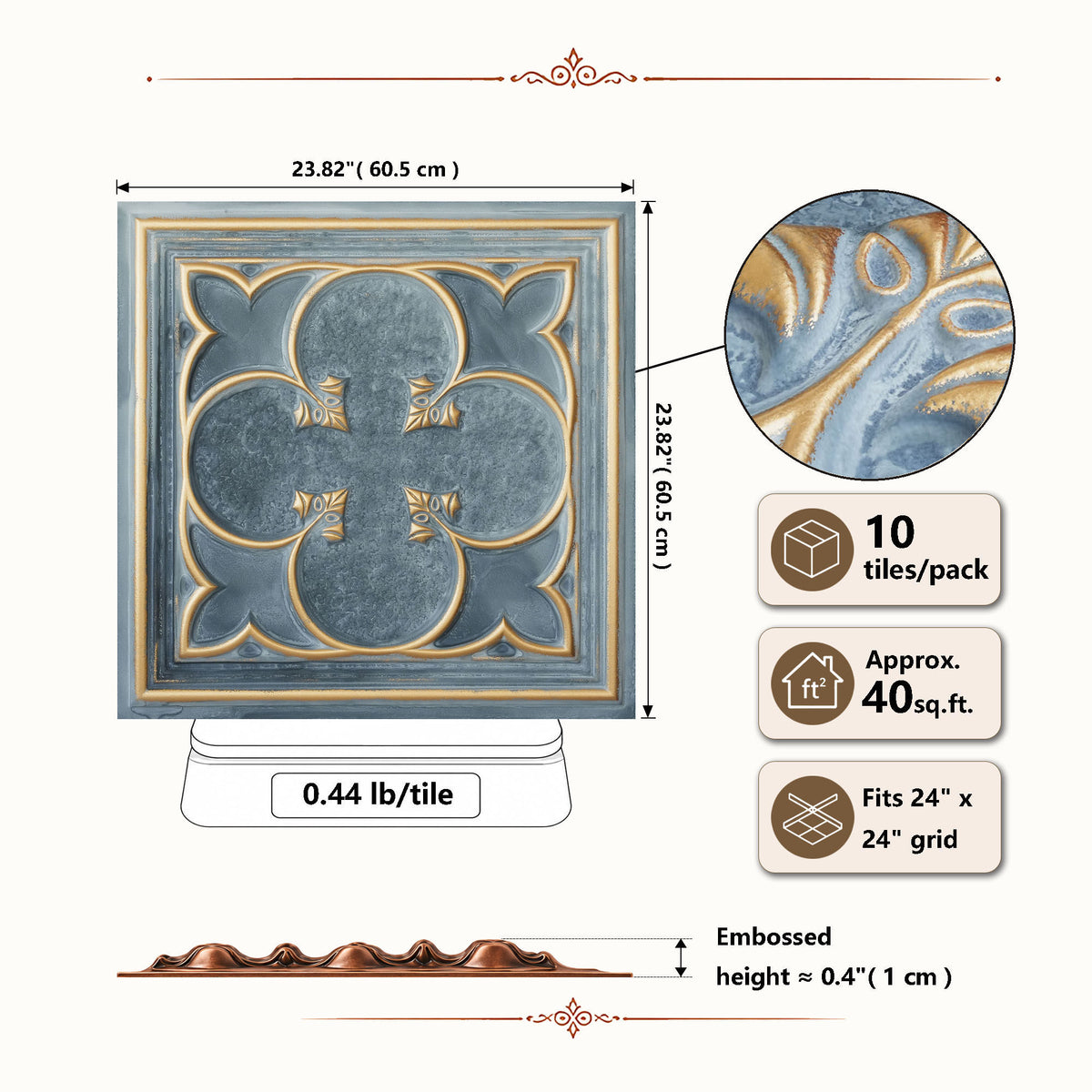 PAINTSDECOR PL35 Smoked gold ceiling tile product image