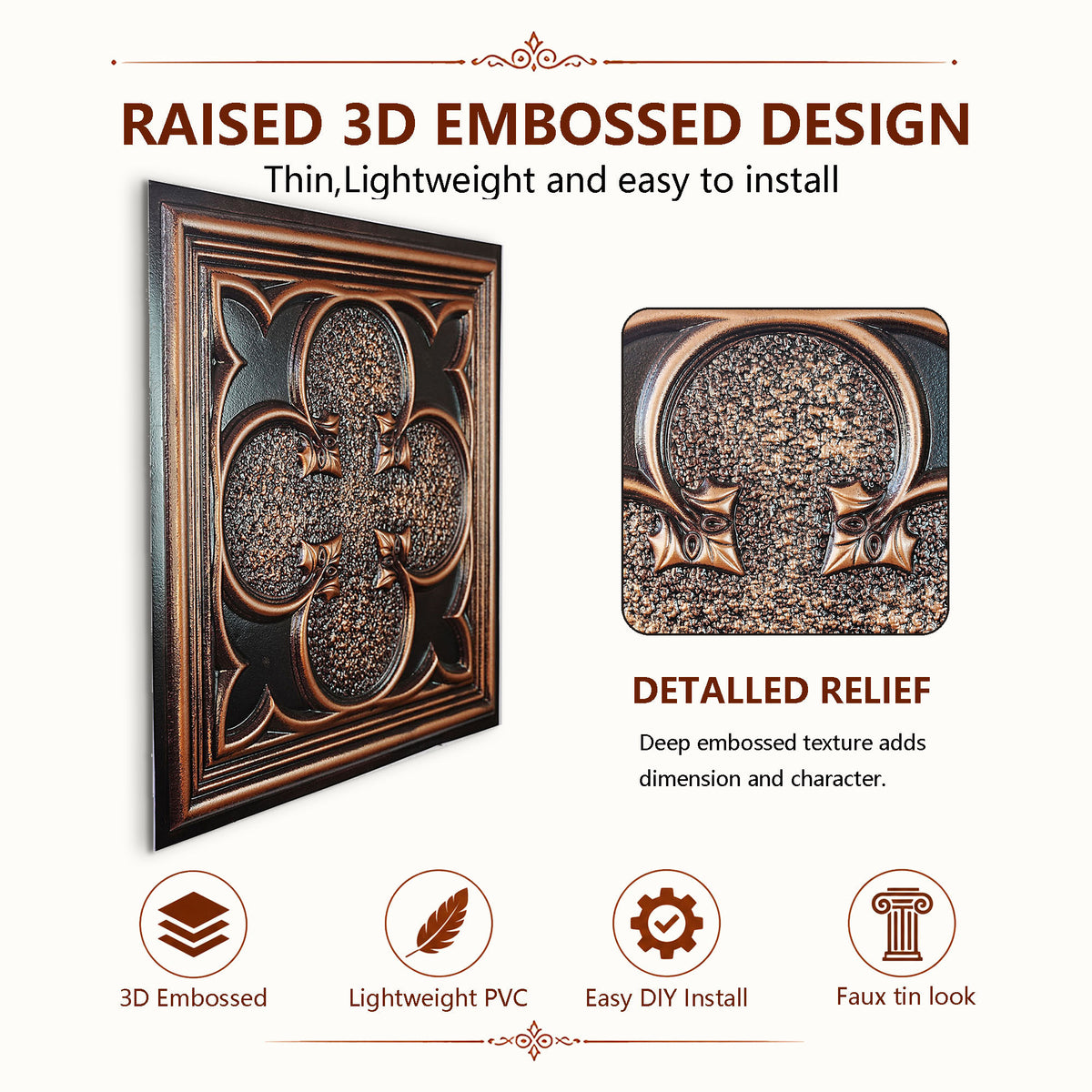 PAINTSDECOR PL35 Traditional copper ceiling tile product image