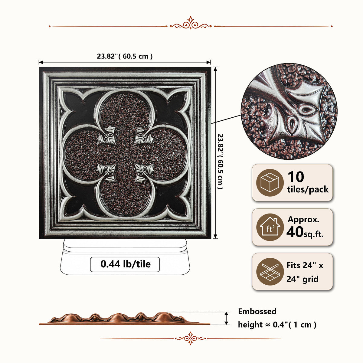 PAINTSDECOR PL35 Traditional silver ceiling tile product image