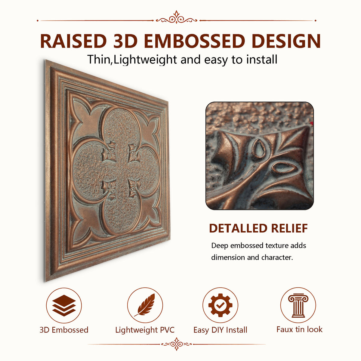 PAINTSDECOR PL35 Weathered copper ceiling tile product image