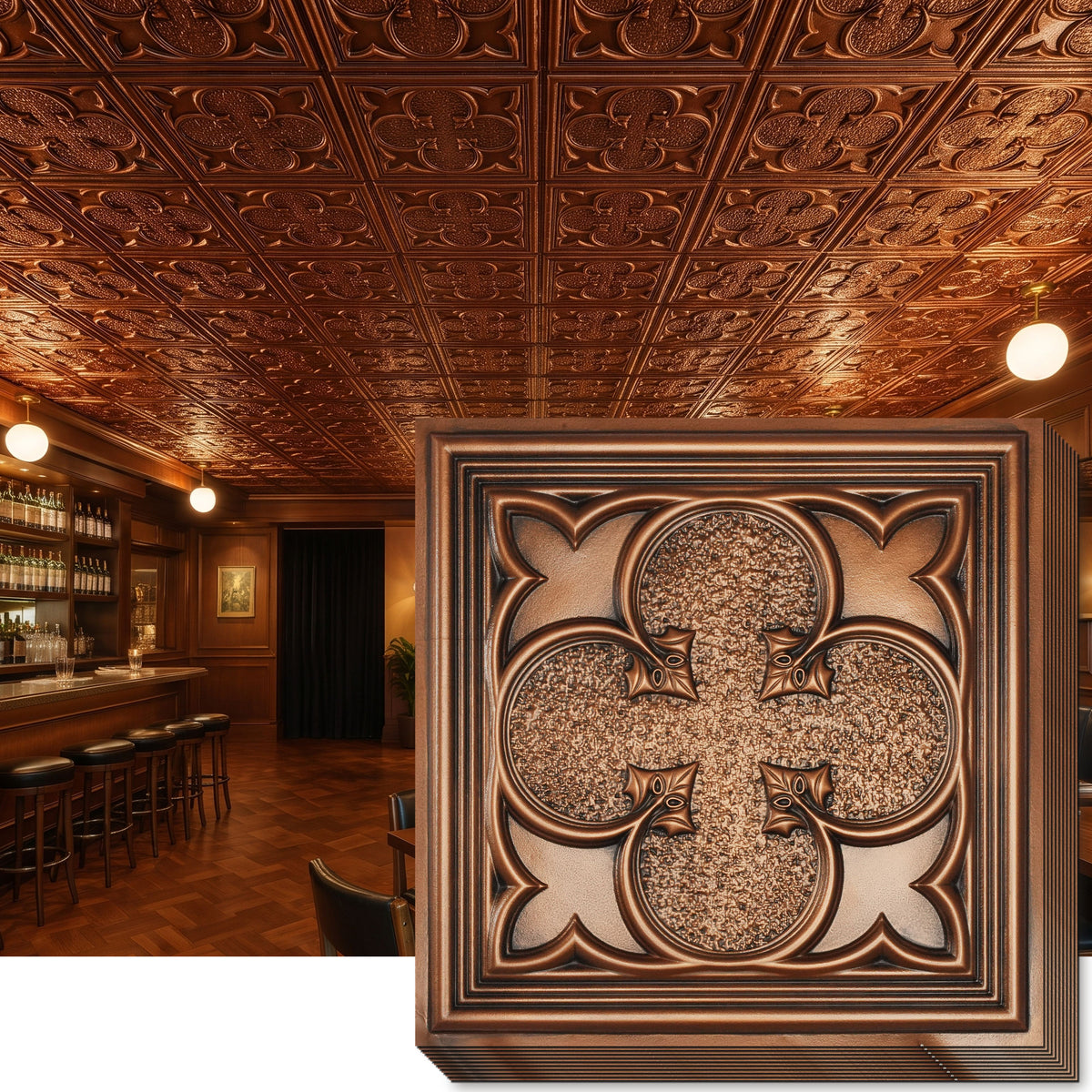 PAINTSDECOR PL35 Aged copper ceiling tiles main image