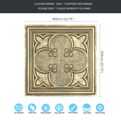 10tiles/lot Textured PVC Ceiling Tiles for Light-Luxury Restaurants, Salons and Beauty Studios PL35