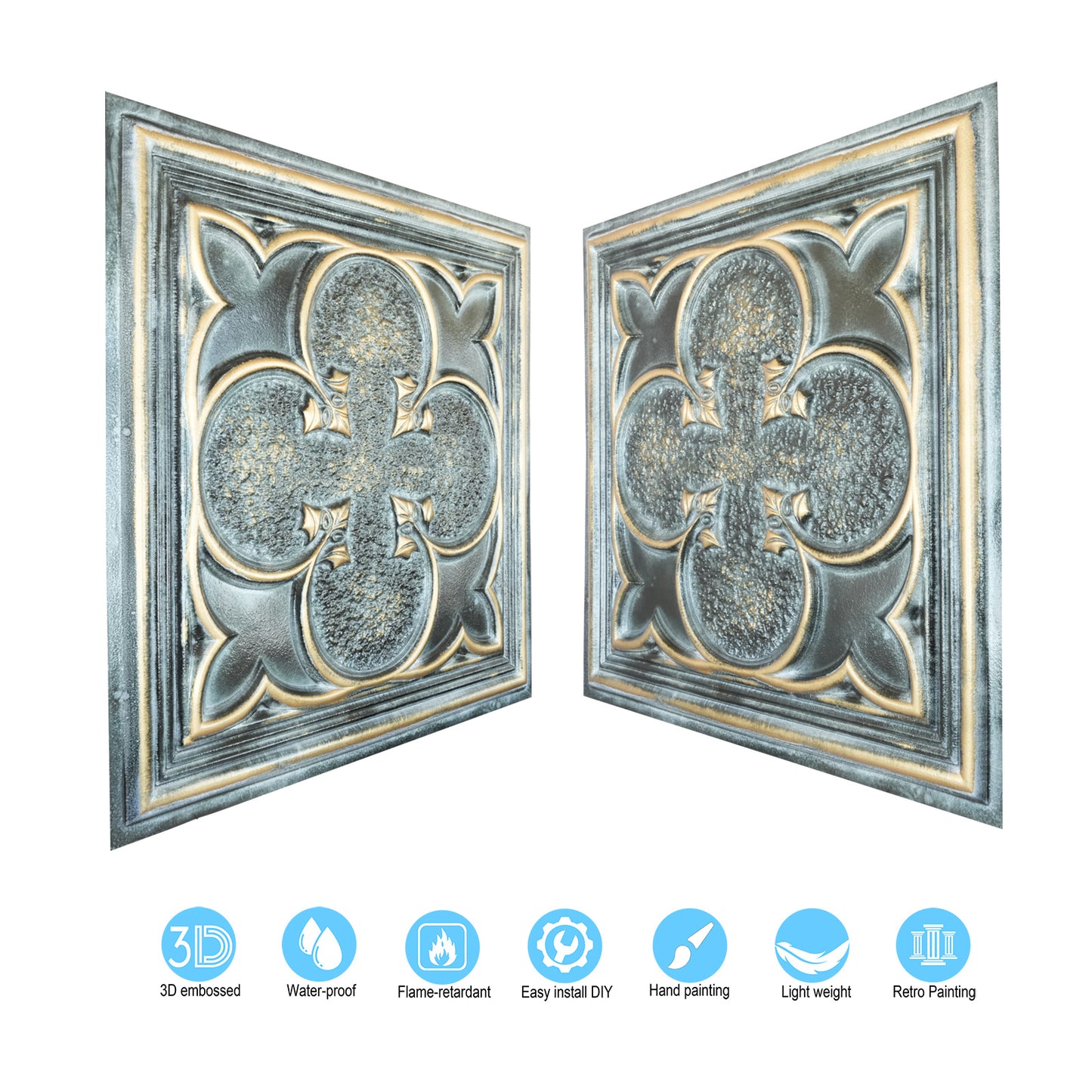 10tiles/lot Faux Tin Ceiling Tiles for Bars, Wine Rooms, Lounges and Modern Hospitality Spaces PL35