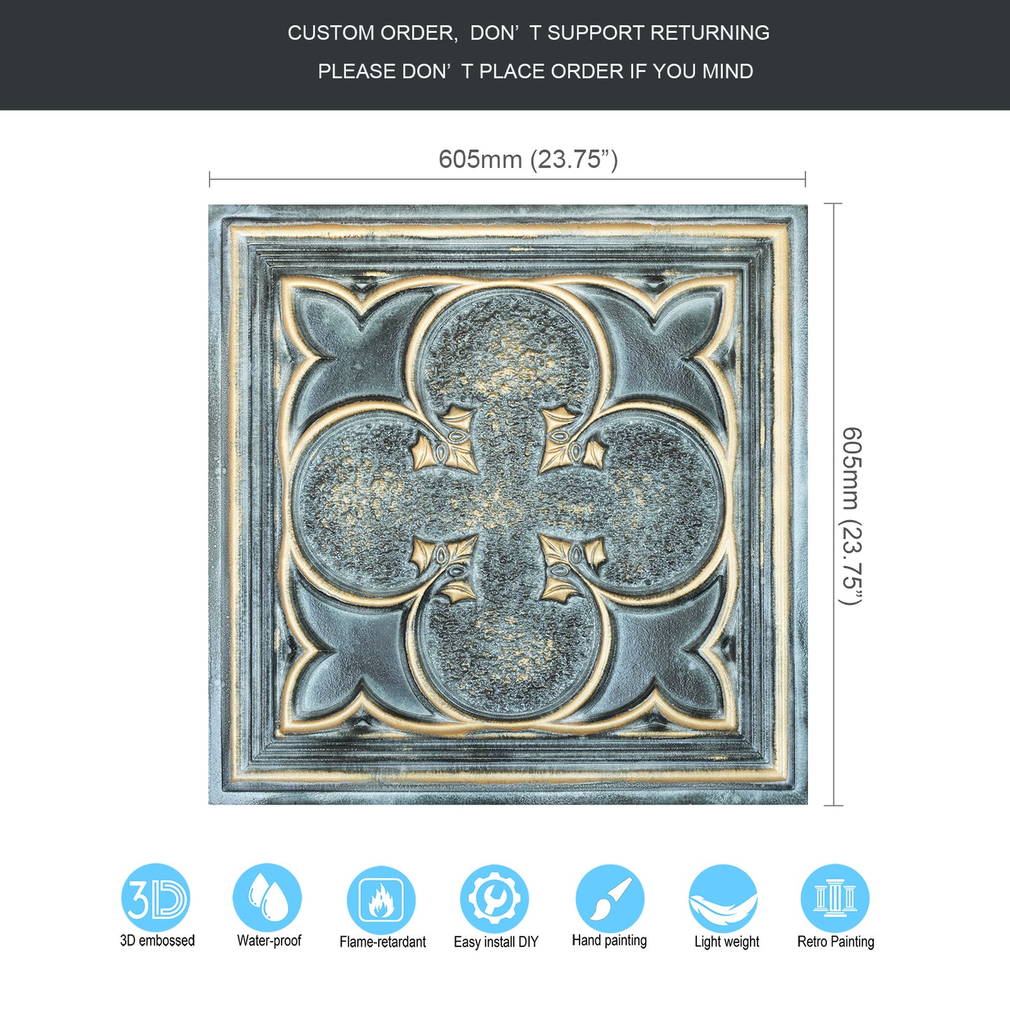 10tiles/lot Faux Tin Ceiling Tiles for Bars, Wine Rooms, Lounges and Modern Hospitality Spaces PL35